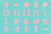 Sign font collection typography psd strip pattern