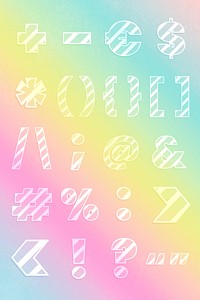 Symbol set rainbow typography psd characters