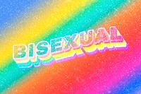 Bisexual word 3d vintage typography rainbow gradient texture