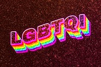 Lgbtqi word 3d vintage typography wavy rainbow