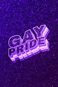 Gay pride text 3d retro word art glitter texture