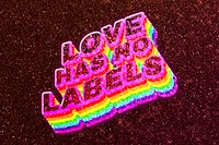 Love has no labels word 3d vintage typography wavy rainbow