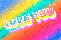 Love you word 3d effect typeface rainbow gradient