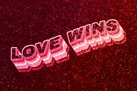 Love wins word 3d effect typeface glowing font