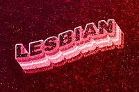 Lesbian word 3d effect typeface glowing font