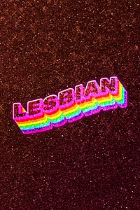 Lesbian text 3d vintage word art glitter texture