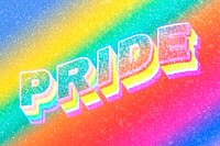 Pride word 3d effect typeface rainbow gradient