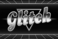 Monochrome 80s glitch word grid lines