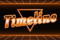 Futuristic orange timeline text neon typography