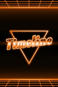 Retro timeline text neon orange typography