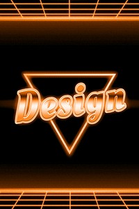 Futuristic neon grid design word typography