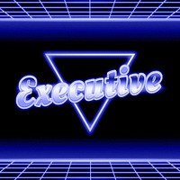 Neon executive blue word grid typography