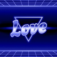 Retro 80s love font word grid lines
