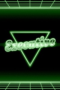Retro 80s neon executive word green typography