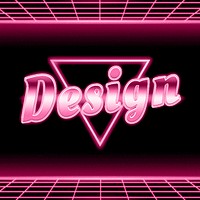 Design futuristic neon pink word typography