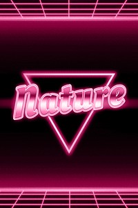Futuristic pink neon nature word typography