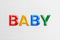 Baby text word 3d colorful font typography