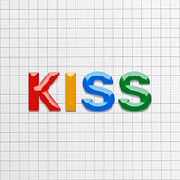 Kiss word 3d effect colorful lettering