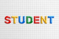 3d effect student word lettering rainbow color typography