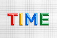Colorful time word bevel typography 3d effect