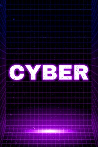 Text cyber neon synthwave word typography