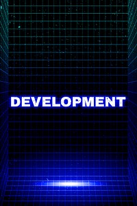 Dark neon grid development futuristic bold font