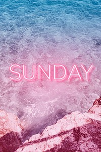 Sunday text neon typography pastel ocean wave gradient