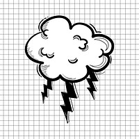 Psd thunder cloud pastel doodle cartoon clipart