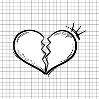 Psd broken heart cartoon doodle hand drawn sticker