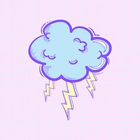 Psd thunder cloud doodle cartoon teen sticker