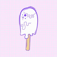 Psd ice cream funky hand drawn doodle cartoon sticker