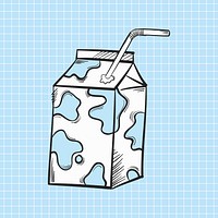 Funky milk box hand drawn doodle cartoon sticker illustration