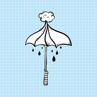 Psd raining umbrella doodle cartoon teen sticker