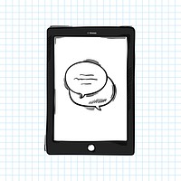 Tablet screen text bubble pastel doodle cartoon clipart
