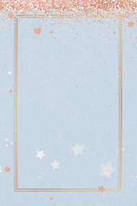 Glittery star pattern party frame blue background