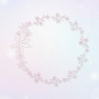 Psd holographic floral wreath frame