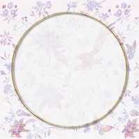 Vintage vector holographic flower frame remix from artwork by William Morris