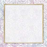Vector pastel leaf holographic frame remix from artwork by William Morris
