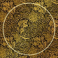 Golden botanical frame pattern vector remix from artwork by William Morris
