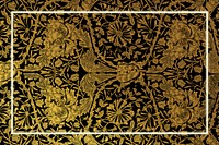 Golden botanical pattern frame vector remix from artwork by William Morris