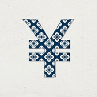 Psd yen symbol japanese floral inspired pattern typography