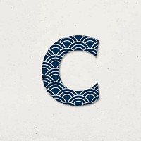 Letter c Seigaiha Japanese vector pattern typography