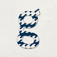 Letter g Japanese wave vector blue pattern typography