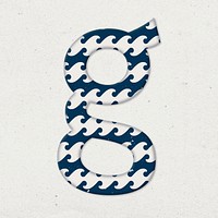 Letter g Japanese wave psd blue pattern typography