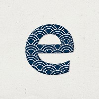 Seigaiha lowercase e Japanese psd blue pattern typography