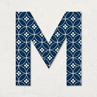 Shippo capital m Japanese vector blue pattern typography