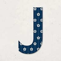 Ume letter j Japanese vector blue pattern typography