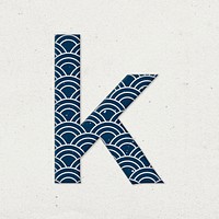 Seigaiha lowercase k Japanese psd blue pattern typography