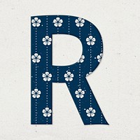 Ume letter r Japanese psd blue pattern typography