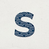 Seigaiha letter s Japanese psd blue pattern typography